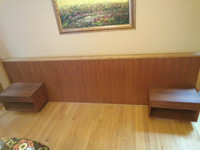 Teak queen headboard and side tables