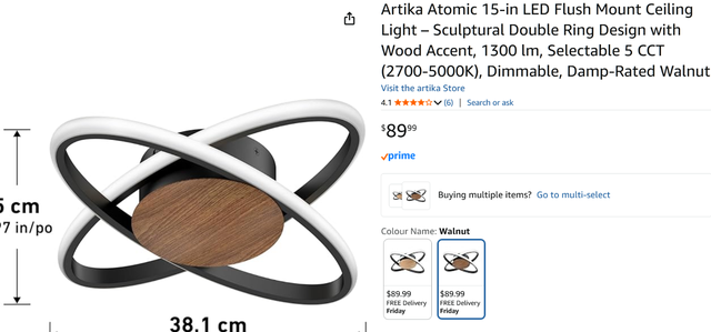 Artika Atomic 15" LED Flush Mount Ceiling Light, 1300lm 5CCT Dim in Indoor Lighting & Fans in Oshawa / Durham Region - Image 10