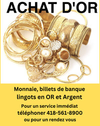 Service d’ achat de bijoux en OR, lingot ++ + a vôtre résidence 