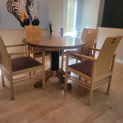Can deliver. MCM Dining set (round table, 4 chairs)., View more