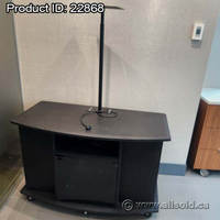 Black Rolling Presentation TV and Media Stand w/ Storage