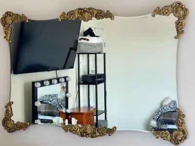 Antique Vintage Bevelled Wall Hanging Mirror, View more