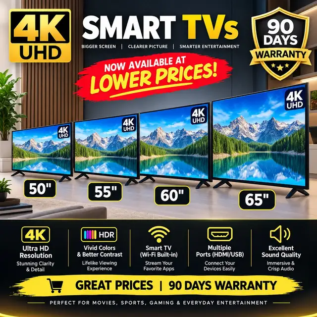 4K UHD Smart TVs 50”–65” | Great Prices | 90-Day Warranty in TVs in Ottawa - Image 2