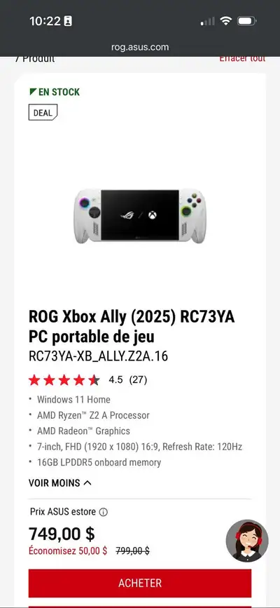 À vendre : Asus ROG Ally Console portable en parfaite condition, presque neuve. Fonctionne parfaitem...