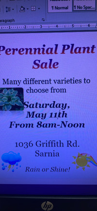 Perennial Plant Sale May 11th