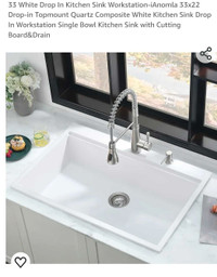 NEW! Farm house Sink and fosset! (Plus little water side spout)
