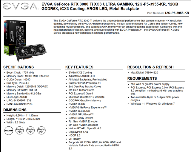 $ 1500,-EVGA GeForce RTX 3080 Ti XC3 Ultra Gaming, 12G-P5-3955 in Other in City of Montréal - Image 11