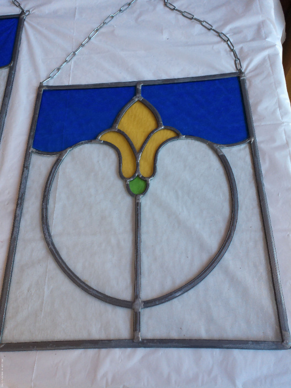 2 Vintage Stain Glass Hanging Panels--From Europe in Arts & Collectibles in New Glasgow - Image 3