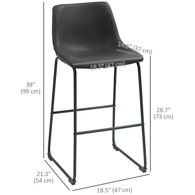 Bar Height Bar Stool, Vintage PU Leather Bar Chairs, Ki in Chairs & Recliners in Markham / York Region - Image 2