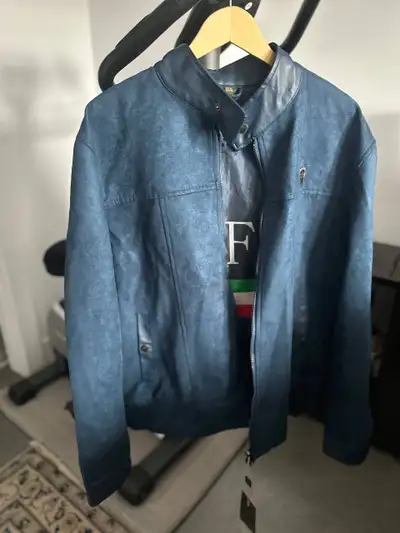 Men’s Faux-Suede Bomber Jacket (Navy Blue), View more