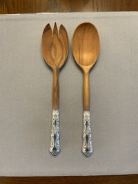 Birk's Louis de France Regency Silverplated Wooden Salad Server