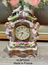 Vintage hand painted porcelain clock/ table clock- France 
