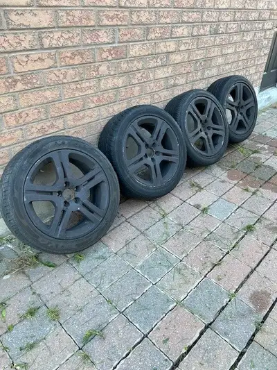 Used tires on alloy rims in good condition $425 for the set or best offer Text Andrew 416 986-2655