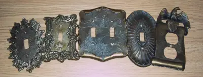 vintage ornate brass outlet light switch & plate cover, View more