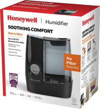 Honeywell HWM845BC Soothing Comfort Warm Mist Humidifier, Black,