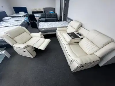 Leather 1-2-3 seater electric recliner set, View more