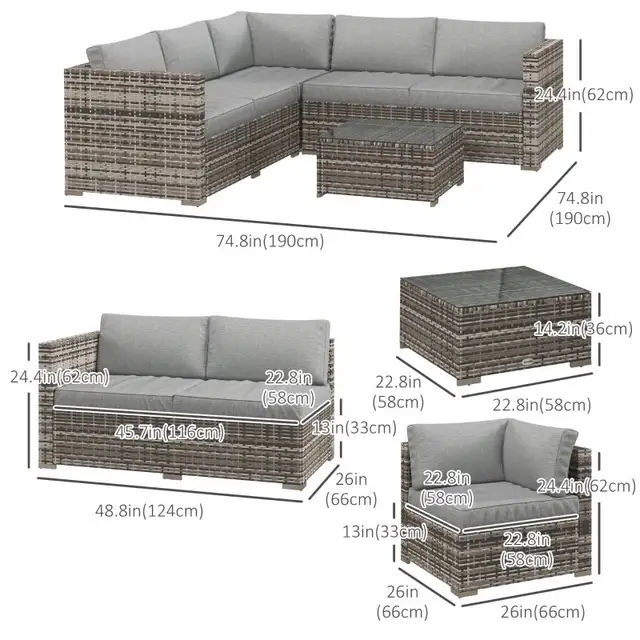  4pc Rattan Wicker Outdoor Conversation Furniture Set w/ C in Couches & Futons in Markham / York Region - Image 3