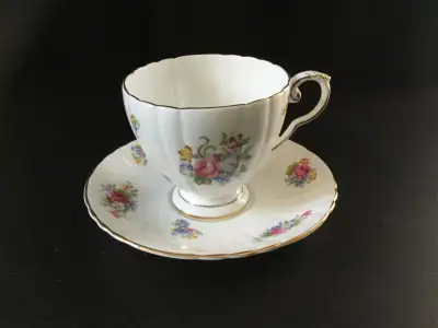 Royal Grafton Teacup and Saucer c1960’s Pink Rose Bouquet, View more
