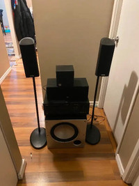 Yamaha receiver, speakers, stands, sub