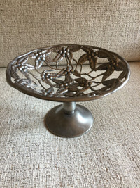 METAL  PEWTER DISH on Pedestal