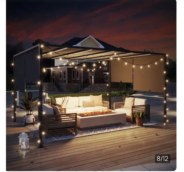 10x 13 Patio Pergola Sliding Roof, LED L in Other in Oshawa / Durham Region - Image 7