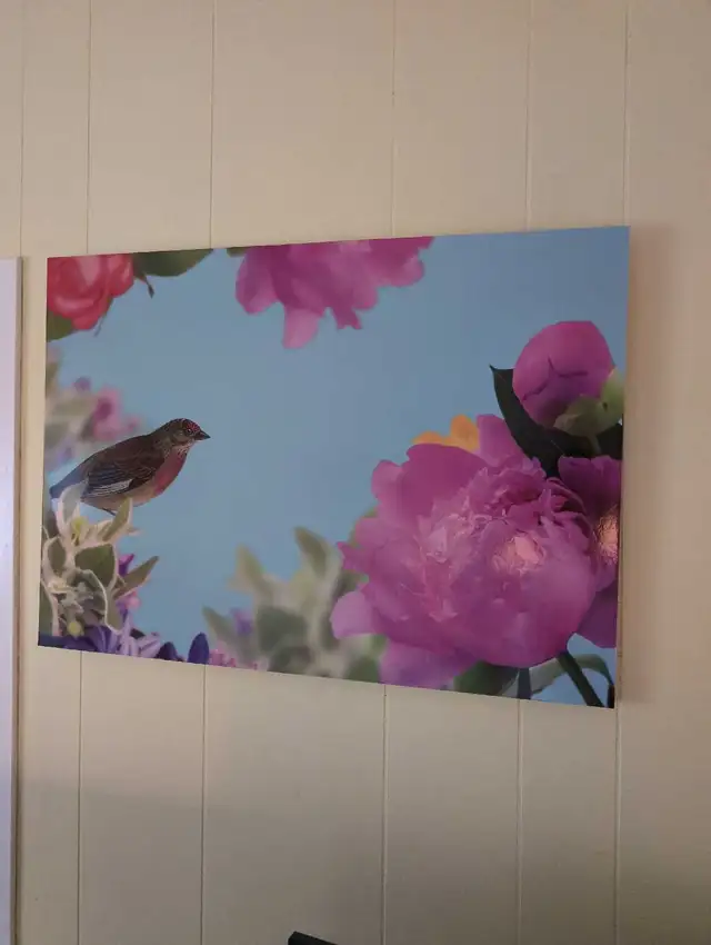 Ikea shiney wood Solmyra 1999 bird with Peonies in Home Décor & Accents in Gatineau - Image 2