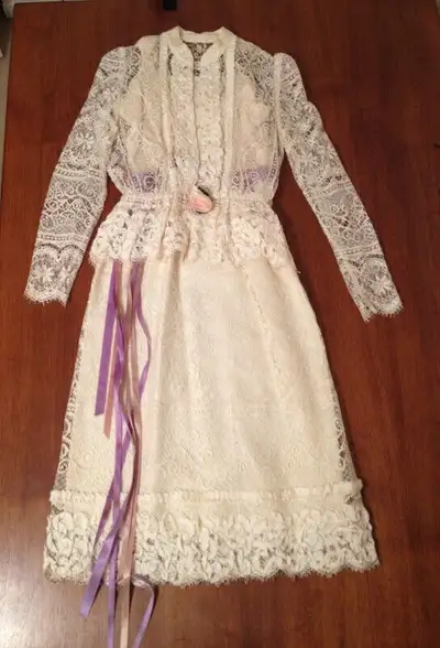 Vintage Neiman Marcus calf length wedding dress for petite woman. Only worn once and in excellent co...