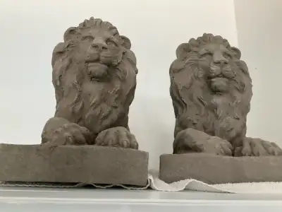 Brand new……welcoming lions for your front steps or back yard….approx. 20” x16” x9” Selling for only....