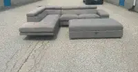 FREE DELIVERY• GREY UNIQUE SECTIONAL COUCH / SOFA SET w/ OTTOMAN
