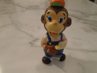 Vintage Monkey Head Bobbing Wind up Baseball Player Toy