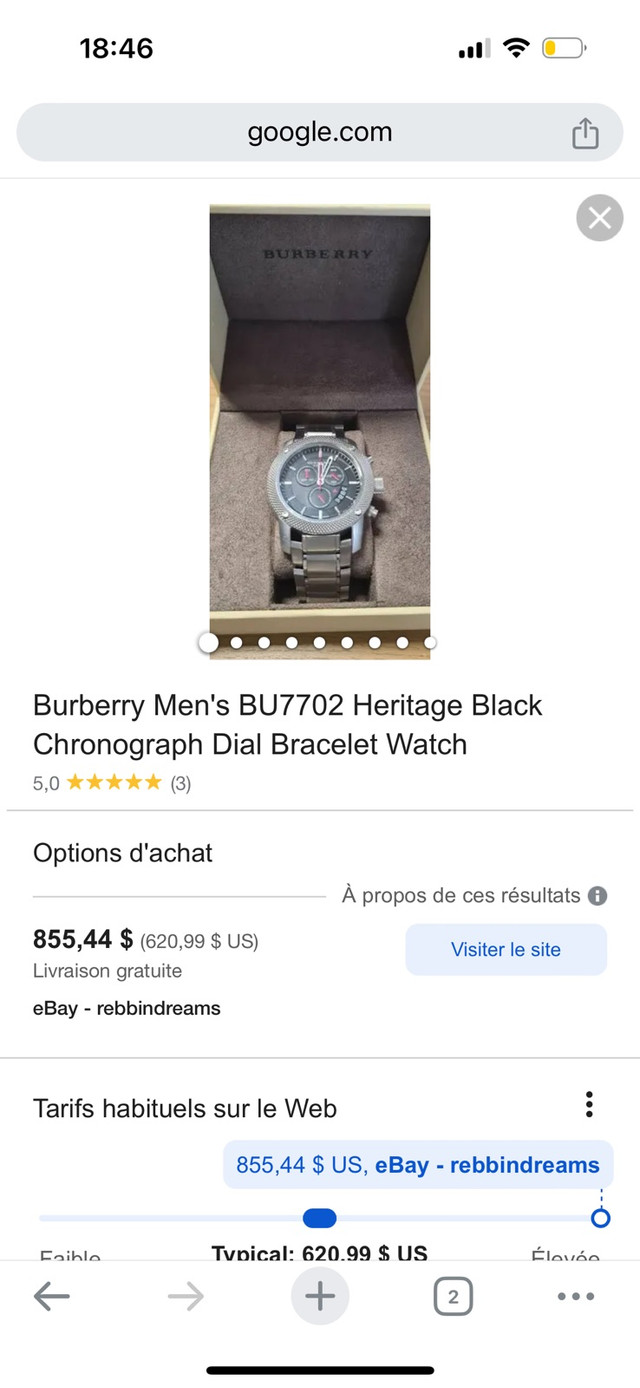Montre Burberry BU7702 homme  dans Bijoux et montres  à Ouest de l’Île - Image 2