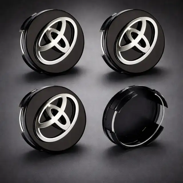 4-wPC Toyota Black/Chrome Wheel Center Caps - 62mm/2.5 inches in Other Parts & Accessories in Edmonton - Image 2