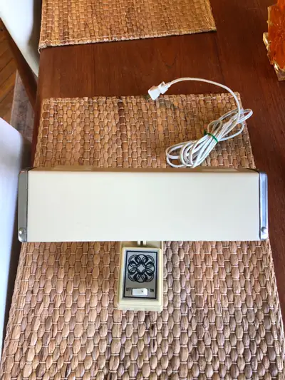 MCM Beige Metal Industrial Electrical Headboard/Reading Lamp, View more