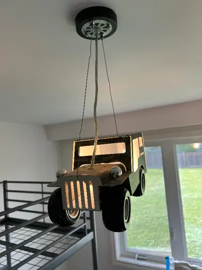 Great like new vintage retro military camouflage Jeep ceiling light fixture 1/10 th scale led screw...