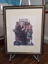 Norman Rockwell's "Doctor and The Doll" Print, Framed with glass