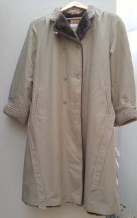 Women's warm large beige canvas all-weather coat REDUCED!