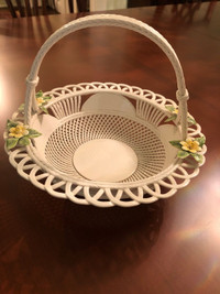 Vintage hand made porcelain lattice  basket
