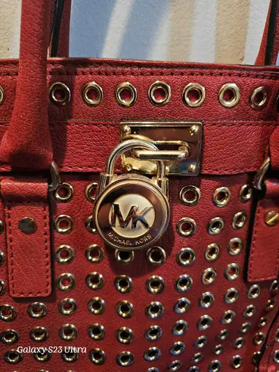 Stylish Red Leather Michael Kors Tote Bag, View more