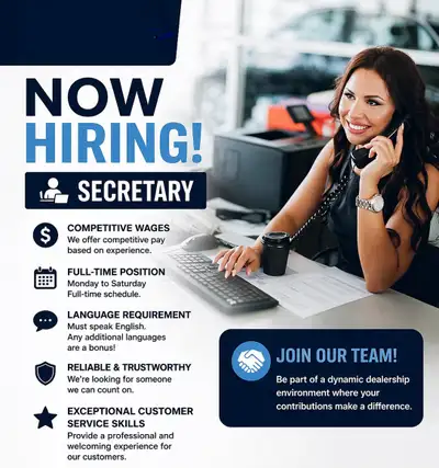  HIRING A RECEPTIONIST SECRETARY FOR A CAR DEALERSHIP, View more