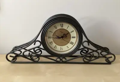 ERGO Quartz Wrought Iron AA Battery Table or Wall Clock - WORKS!, View more