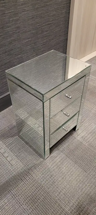 Odette Mirror Mirrored Night Stand side table drawer bedroom, View more