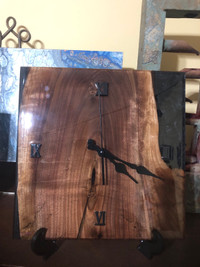 Black walnut clock with black epoxy