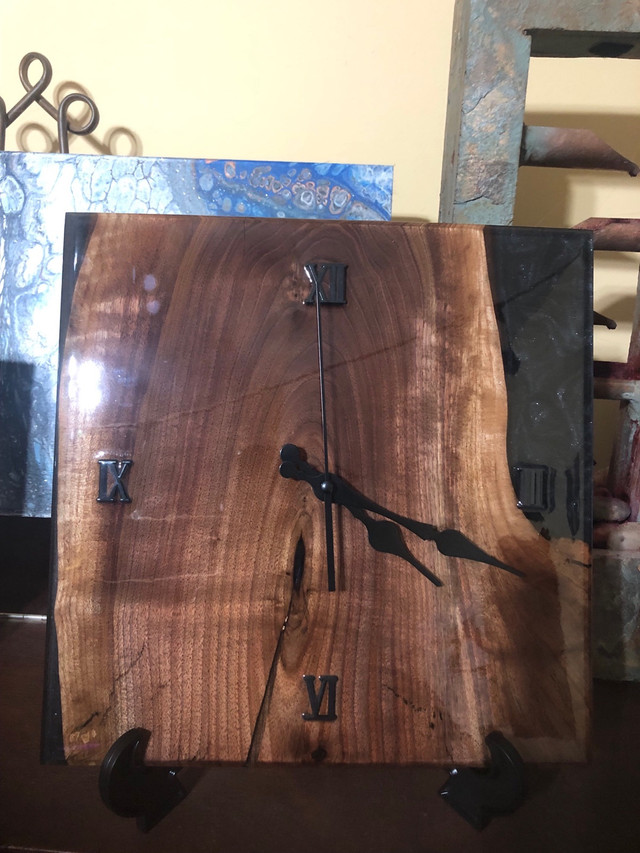 Black walnut clock with black epoxy in Home Décor & Accents in London