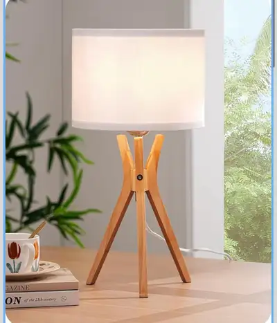 EDISHINE Wooden Tripod Table Lamp, View more