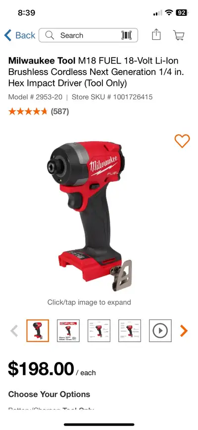 Milwaukee M18 FUEL Impact Driver 2953-20, View more