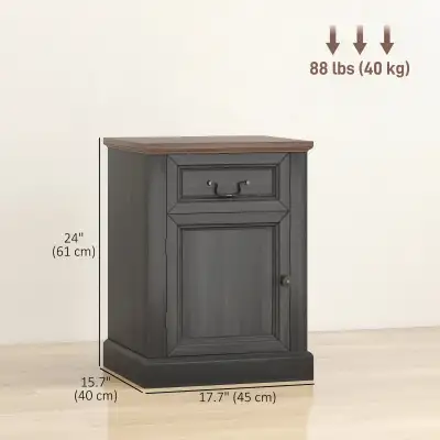 End Table with Drawer and Cabinet, Nightstand for Small Spaces,, View more