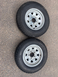 Utility trailer tires on galvanized rims