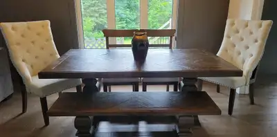 6 Person Ashley Furniture Table, Chairs & Bench, View more