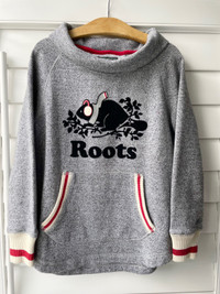 Roots Girls Salt & Pepper Cozy Fleece Pullover - Size S