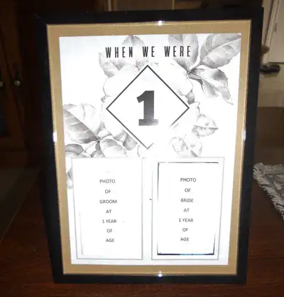 Eighteen 5 inches x 7 inches Photo Frames. Used as Table Number Decoration at a wedding. Template av...
